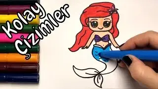 Easy Drawings | How to Draw a Cute Mermaid | Color and Draw Step by Step