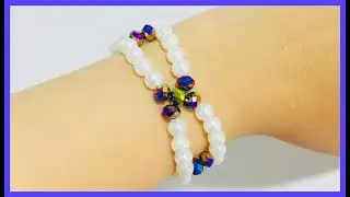 Pulsera perlas y cristales/ fácil 😍