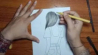 How to Draw a modern girl Back Side drawing Step by step