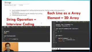 Embedded C Coding Interview ||Part 6 ||String Operation||2-D Array Concept || Moving Lines to Array