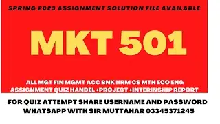 MKT 501 Assignment Solution Spring 2023