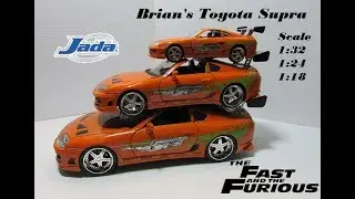 Brian's Toyota Supra Diecast (Orange) The Fast And The Furious Jada 1:18, 1:24, 1:32 :