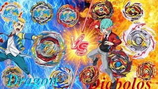 Beyblade Burst Dante Koryu(Dragon) vs Delta Zakuro (Diabolos) all Generation Battle