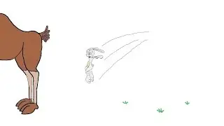 Grappige cartoon over elanden en haas