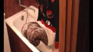 Bath with white boots