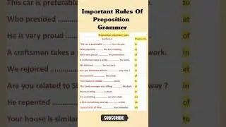Rules Of Preposition Grammar #Shorts #LearnEnglish