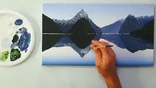 How to Paint Mountains with Water Reflections Using #Acrylics