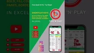 Noob To Pro Shortcut Keys 😎 #shorts #exceltricks #msexcel #exceltips #excel  @tech-n-play   🔥