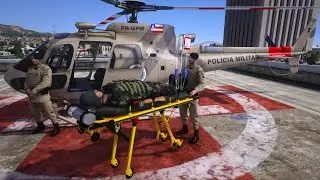 HELICÓPTERO da PM RESGATA POLICIAL DO EXÉRCITO FERIDO em TREINAMENTO | GTA 5 EMERGÊNCIA 24 HS