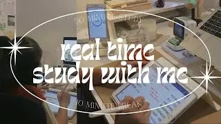 ☁️real time study with me | 50min straight w/ 10min break at the end⏰
