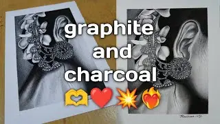 These two have done magic on paper💥❤️‍🔥||#charcoal and #graphite || drawing a dream girl ❤️