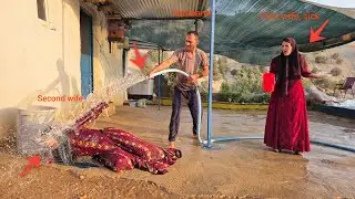 Husband's anger at second wife's bad behavior towards sick first wife and support for sic first wife