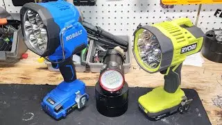 Kobalt VS Ryobi VS 10,000 Lumen spotlight Comparison 😲😲 🔦 🔦 🔦 🔦