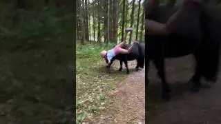 Ella fell off Black many times on bareback trail ride😱 