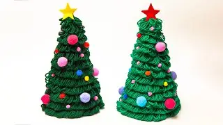 Simple Christmas tree made of yarn | Christmas Tree Making Idea with Wool | DIY  Christmas decor