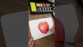 Watercolor Tutorial: Christmas Apple on a Postcard #Fuumuui Brush
