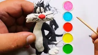 DIY how to make Sylvester cat from polymer clay