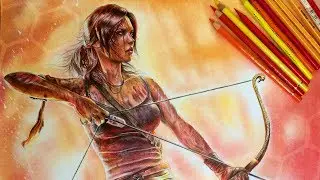 Лара Крофт - цветными карандашами / Tomb raider - colored pencils | ARTSIDE