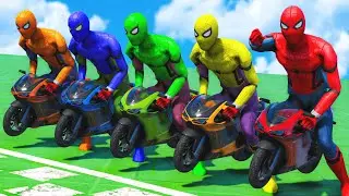 SPIDERMAN TEAM Racing Minibike Event Day Competition Challenge #8 (Funny Contest) - GTA V Mods