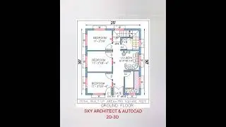 25'X30'HOUSE PLAN (750 SQUARE FEET) with three bedrooms