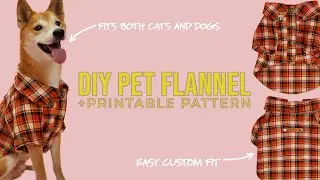 DIY PET FLANNEL BUTTON UP SHIRT + PDF PATTERN (Easy Sewing Project)(Step by Step Instructions)