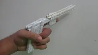 Como Fazer uma escopeta pequena de 2 canos de papel (arma que dispara 2 elásticos)