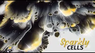 Sparkly Flower Dip ⚪️ 🔶 ⚫️  Black, White, Gold Acrylic Pouring