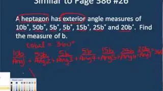 Page 386 #26 Finding individual exterior angles