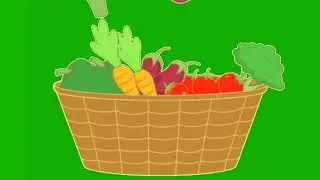 cartoon fresh green vegetables basket animation UHD green screen video for Youtubers copyright free.