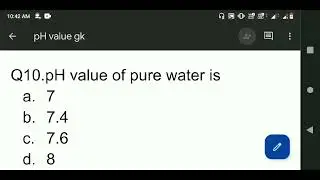 pH value of important liquid.SSc, Railway and other competitive examination. pH value . chemistry.