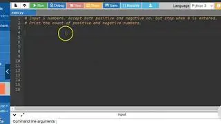 Python program that ends when 0 is entered  and displays counts of positive and negative numbers.