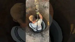 Монтаж колец в готовую шахту колодца