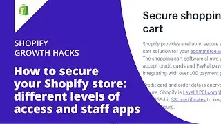 How to secure your Shopify store: different levels of access and staff apps.