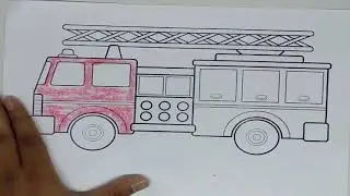 How to Learn Drawing and Coloring Page car fire engine For Kids 2