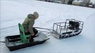 Мотобуксировщик  своими руками с  гусеницей ЛОНГ  часть 2  испытательная