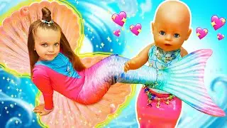 ¡La máquina de coser mágica te convertirá en una sirena! Las aventuras de bebés Baby Born