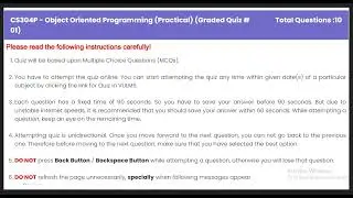 CS304P Quiz 1 Solution || CS304P - Object Oriented Programming Practical || Spring 2024 ||  VU Zone