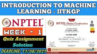 NPTEL Introduction to Machine Learning - IITKGP Week 1 Assignment Solutions | Swayam 2021