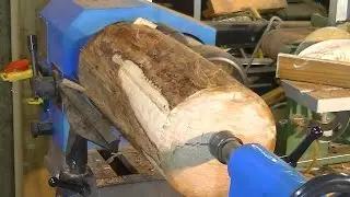 Wood-turning a Giant Sequoia limb handcrafted vase