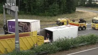 11-07-2022 - VN24 - Salvage of overturned truck trailer in freeway intersection