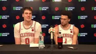 Viktor Lakhin and Chase Hunter after Clemson's upset of No. 2 Duke