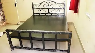 iron metal steel queen size bed cot latest video 2024 popular furniture's mathikere Bangalore