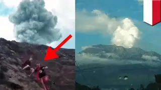 Video viral 3 Pendaki Asing panik turun ke bawah saat Gunung Agung erupsi - TomoNews
