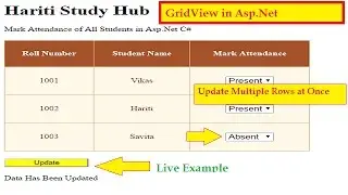 Update Multiple rows in GridView Control at Once in Asp.Net C# | Hindi | Online Tutorial Classes