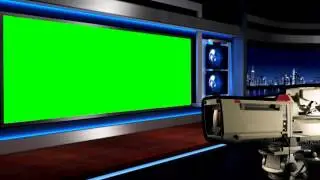 Virtual Green Screen News Studio Animated Tv Camera
