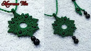 Macrame tutorial | How to make floral boho macrame necklace with beads | Waxed thread necklace