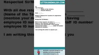 Request Letter for Experience Certificate for Teacher