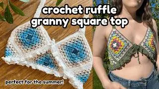 Crochet Granny Square Summer Top | With Ruffles! | Forest Fae Crochet Top Pattern by Ashten Stitches