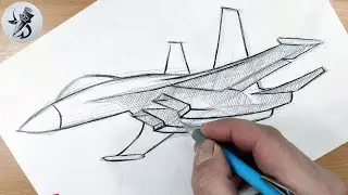 Как нарисовать военный истребитель Су-30. How to draw su-30.