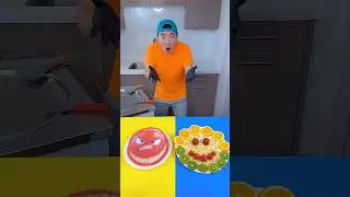 Red cake vs fruits ice cream challenge!🍨 081 #funny #shorts by Ethan Funny Family